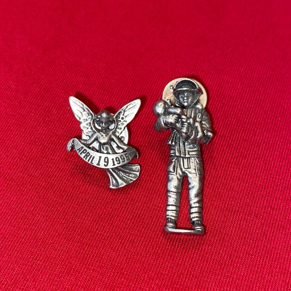 April 19th Murrah Bombing Memorial Jewelry - OKC 4/19/95 Pewter Pin Set